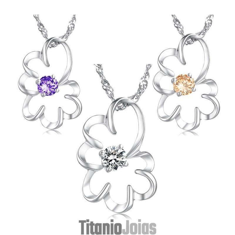 Colar Feminino De Titânio Com Banho De Platina Roxa E Diamantes De Grande Variedade Colar Feminino De Titânio Com Banho De Platina Roxa E Diamantes De Grande Variedade