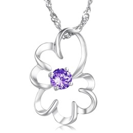 Colar Feminino De Titânio Com Banho De Platina Roxa E Diamantes De Grande Variedade