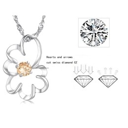 Colar Feminino De Titânio Com Banho De Platina Roxa E Diamantes De Grande Variedade