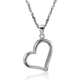 Colar Feminino De Titânio Com Banho De Platina E Coração Completo Em Especificações