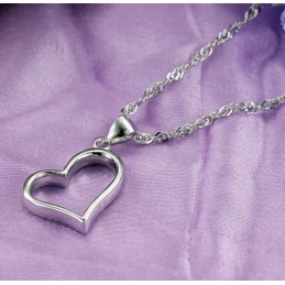 Colar Feminino De Titânio Com Banho De Platina E Coração Completo Em Especificações