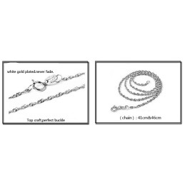 Colar Feminino De Titânio Com Banho De Platina E Coração Completo Em Especificações