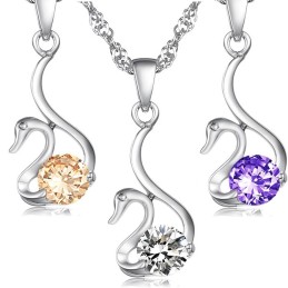 Colar De Titânio Com Revestimento De Platina E Diamante Em Formato De Cisne Feminino De Reputação Confiável