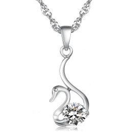 Colar De Titânio Com Revestimento De Platina E Diamante Em Formato De Cisne Feminino De Reputação Confiável