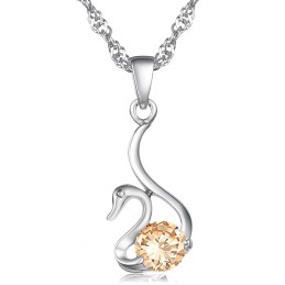 Colar De Titânio Com Revestimento De Platina E Diamante Em Formato De Cisne Feminino De Reputação Confiável