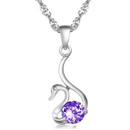 Colar De Titânio Com Revestimento De Platina E Diamante Em Formato De Cisne Feminino De Reputação Confiável