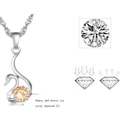 Colar De Titânio Com Revestimento De Platina E Diamante Em Formato De Cisne Feminino De Reputação Confiável