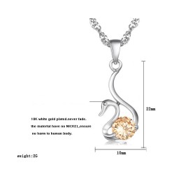 Colar De Titânio Com Revestimento De Platina E Diamante Em Formato De Cisne Feminino De Reputação Confiável