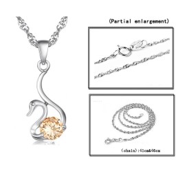 Colar De Titânio Com Revestimento De Platina E Diamante Em Formato De Cisne Feminino De Reputação Confiável