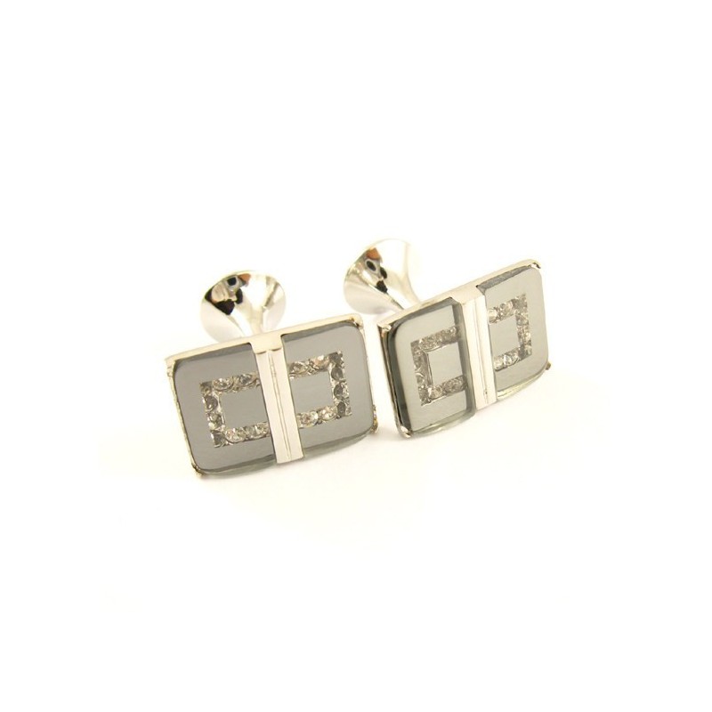 Abotoaduras Oblongas De Titânio Com Diamantes Abotoaduras Oblongas De Titânio Com Diamantes