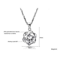 Colar De Titânio Com Revestimento De Platina Em Formato De Rosa Feminina De Qualidade Estável