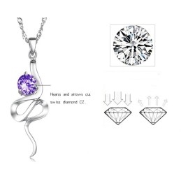 Colar De Titânio Com Revestimento De Platina Roxa E Strass Feminino De Reputação Confiável