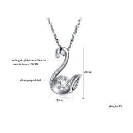 Colar Feminino De Titânio Com Banho De Platina E Strass Fácil De Usar