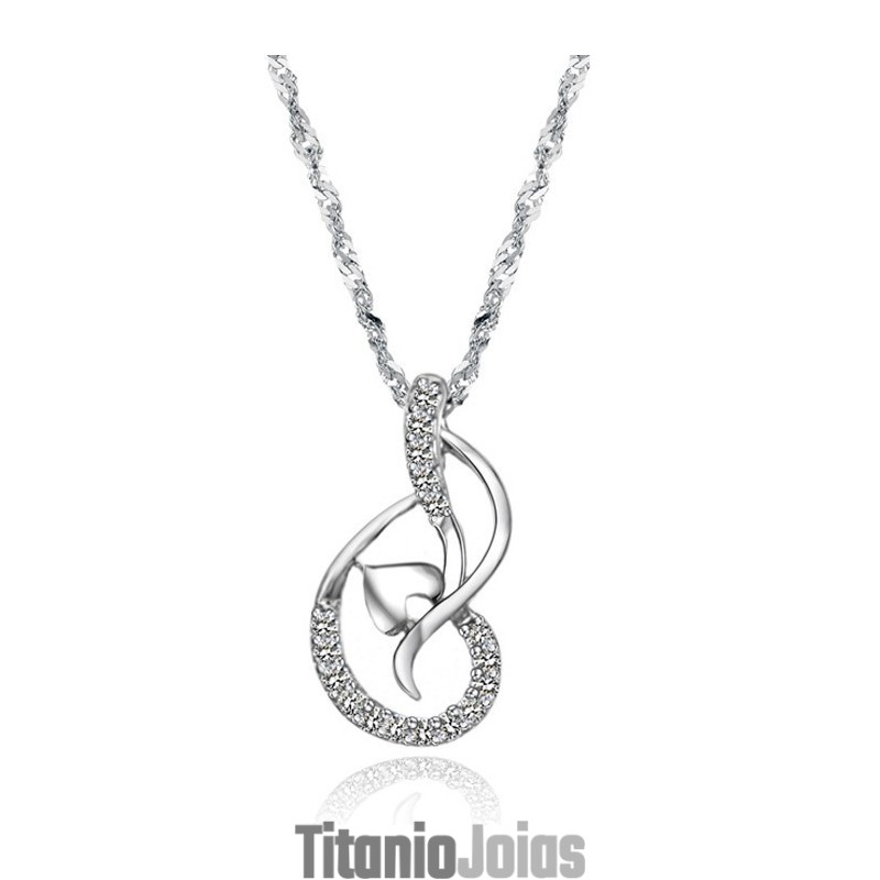 Colar Feminino De Titânio Com Revestimento De Platina De Alta Qualidade E Strass