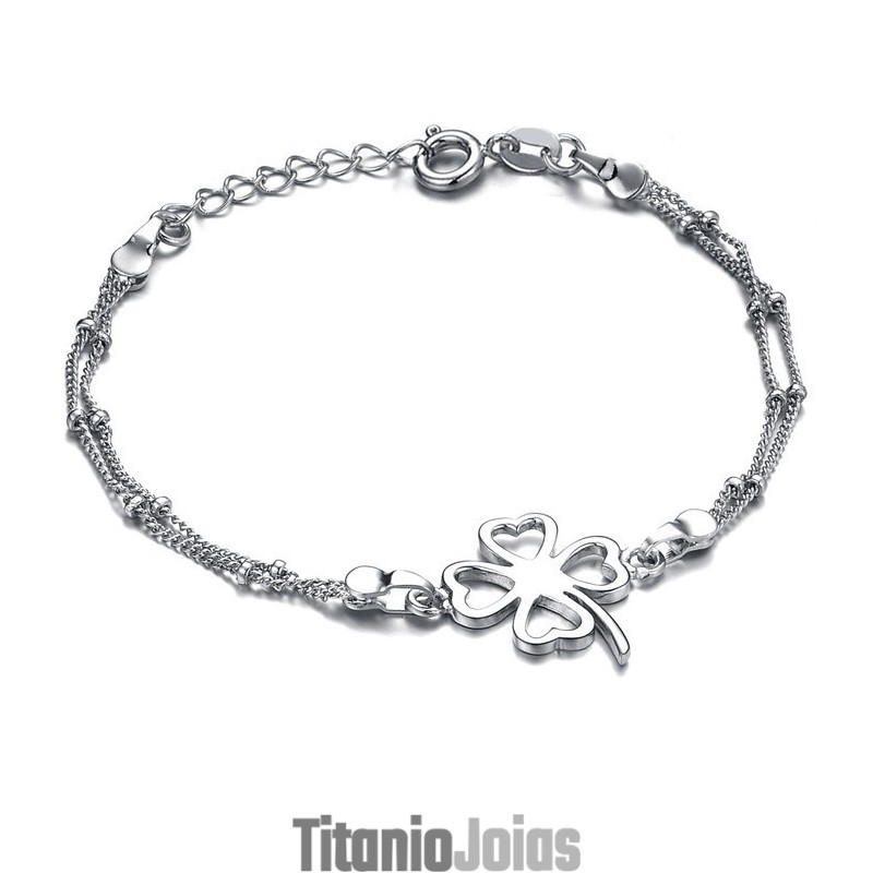 Tornozeleira Feminina Em Formato De Trevo, Banhada Em Platina E Titânio, Com Qualidade E Quantidade Garantidas Tornozeleira Feminina Em Formato De Trevo, Banhada Em Platina E Titânio, Com Qualidade E Quantidade Garantidas