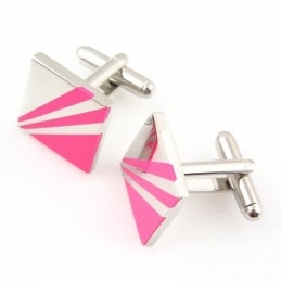 Abotoaduras Quadradas De Titânio Vermelho Rosa Da Moda