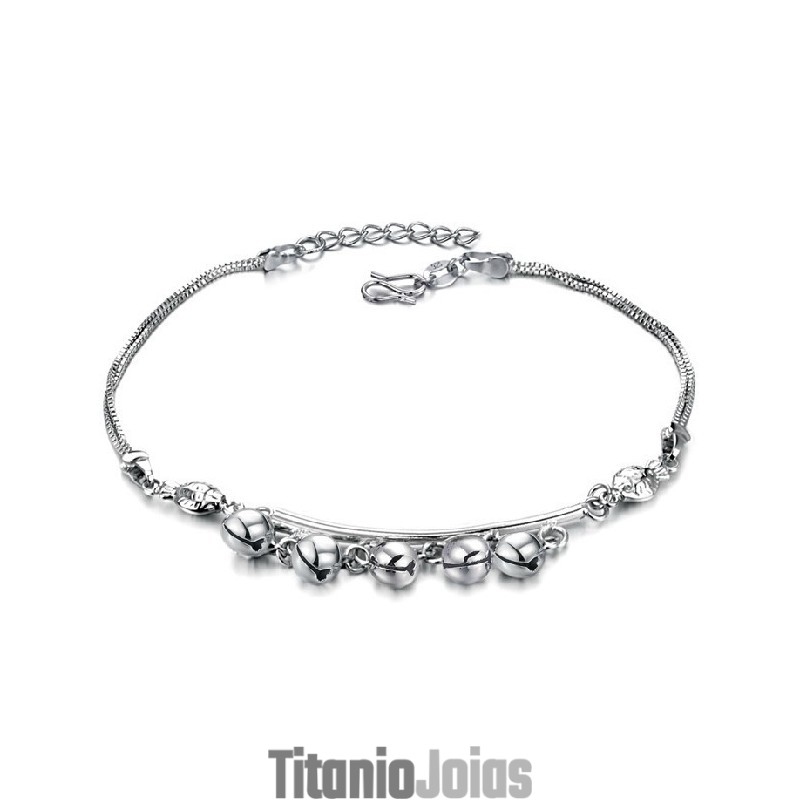 Tornozeleira Feminina Em Formato De Sino, Banhada Em Platina E Titânio, Com Qualidade E Quantidade Garantidas Tornozeleira Feminina Em Formato De Sino, Banhada Em Platina E Titânio, Com Qualidade E Quantidade Garantidas