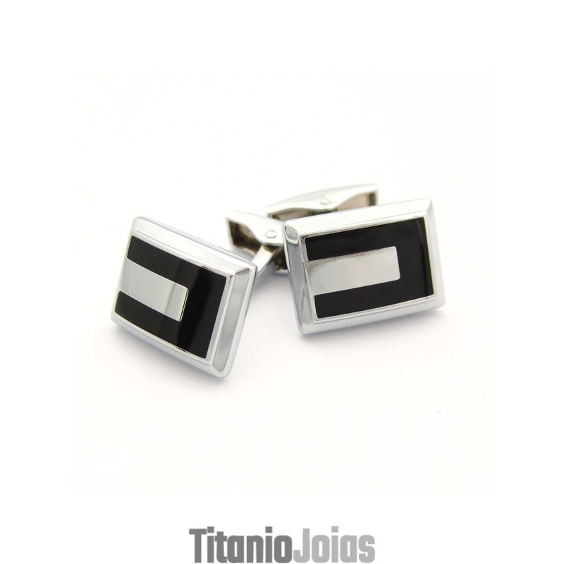 Abotoaduras Tridimensionais De Titânio E Banhadas A Preto Abotoaduras Tridimensionais De Titânio E Banhadas A Preto
