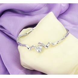 Pulseira Feminina Clássica De Titânio Com Banho De Platina E Strass