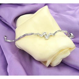 Pulseira Feminina Clássica De Titânio Com Banho De Platina E Strass