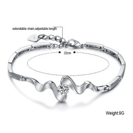 Pulseira Feminina Clássica De Titânio Com Banho De Platina E Strass