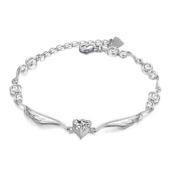 Pulseira Feminina De Titânio Com Revestimento De Platina De Alta Qualidade E Strass