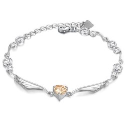Pulseira Feminina De Titânio Com Revestimento De Platina De Alta Qualidade E Strass