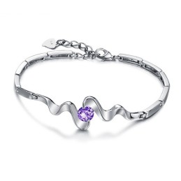 Pulseira Feminina De Titânio Com Revestimento De Platina Roxa De Alta Qualidade E Diamante
