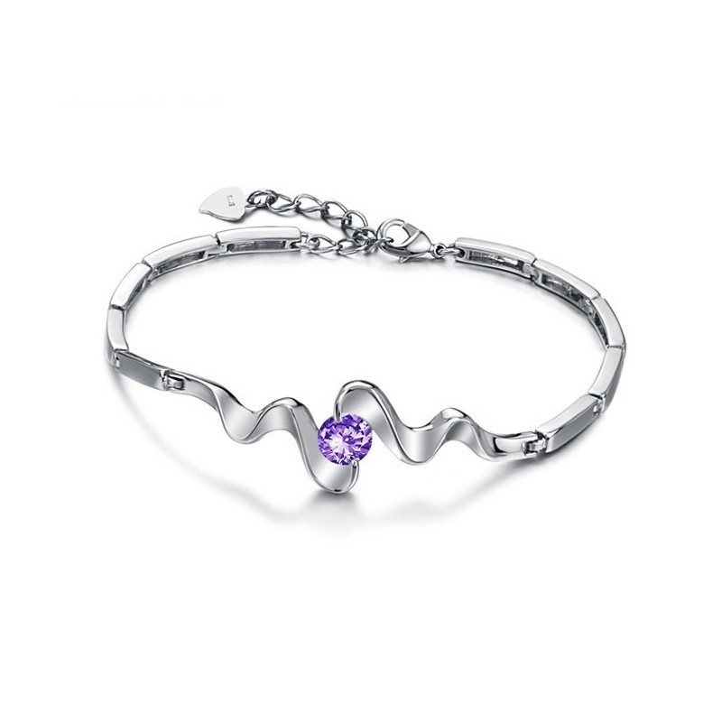 Pulseira Feminina De Titânio Com Revestimento De Platina Roxa De Alta Qualidade E Diamante Pulseira Feminina De Titânio Com Revestimento De Platina Roxa De Alta Qualidade E Diamante