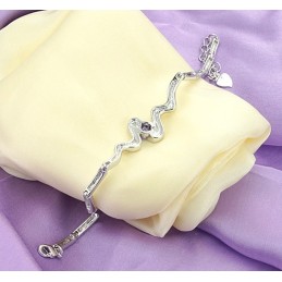 Pulseira Feminina De Titânio Com Revestimento De Platina Roxa De Alta Qualidade E Diamante