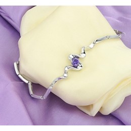Pulseira Feminina De Titânio Com Revestimento De Platina Roxa De Alta Qualidade E Diamante