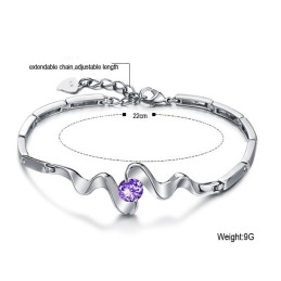 Pulseira Feminina De Titânio Com Revestimento De Platina Roxa De Alta Qualidade E Diamante