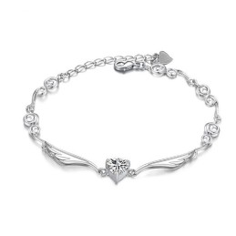 Pulseira Feminina De Titânio Com Banho De Platina E Diamantes