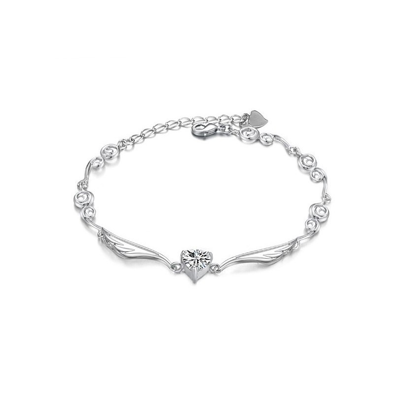 Pulseira Feminina De Titânio Com Banho De Platina E Diamantes