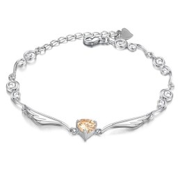 Pulseira Feminina De Titânio Com Banho De Platina E Diamantes