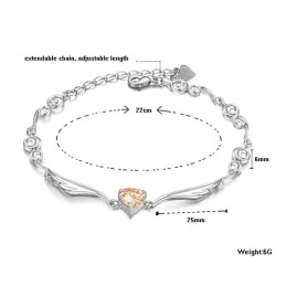 Pulseira Feminina De Titânio Com Banho De Platina E Diamantes