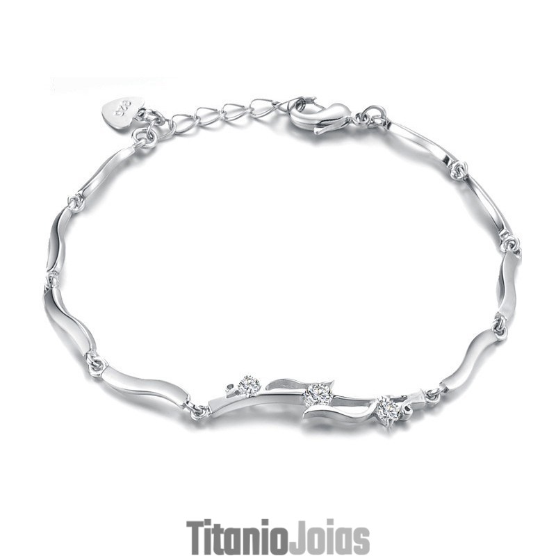 Pulseira Feminina De Titânio Com Revestimento De Platina De Qualidade Confiável Pulseira Feminina De Titânio Com Revestimento De Platina De Qualidade Confiável
