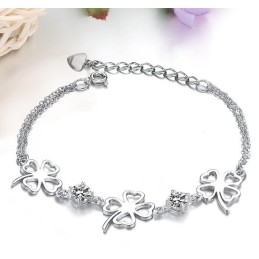 Pulseira De Titânio Com Revestimento De  E Diamante Em Formato De Trevo Feminino Da Rainha Da Qualidade