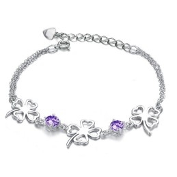 Pulseira De Titânio Com Revestimento De  E Diamante Em Formato De Trevo Feminino Da Rainha Da Qualidade