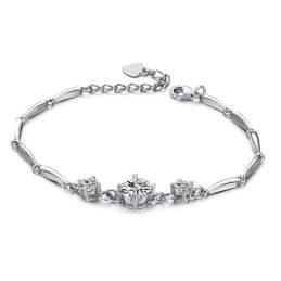 Pulseira De Titânio Com Revestimento De Platina Feminina De Qualidade Estável E Diamante