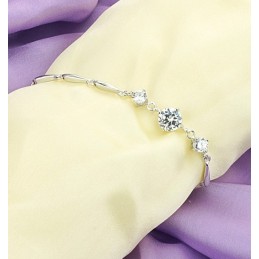 Pulseira De Titânio Com Revestimento De Platina Feminina De Qualidade Estável E Diamante