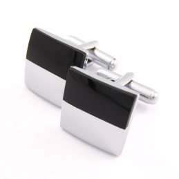Abotoaduras Quadradas Banhadas A Titânio E Preto