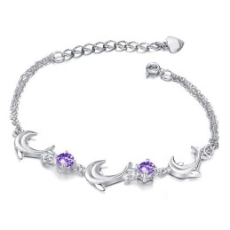 Pulseira De Titânio Banhada A Platina Em Formato De Golfinho Feminino De Alta Qualidade