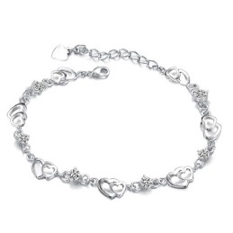 Pulseira De Titânio Com Revestimento Em Platina E Coração Para Mulheres, Fácil De Usar