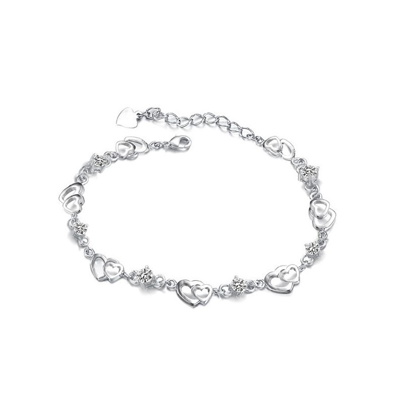 Pulseira De Titânio Com Revestimento Em Platina E Coração Para Mulheres, Fácil De Usar Pulseira De Titânio Com Revestimento Em Platina E Coração Para Mulheres, Fácil De Usar