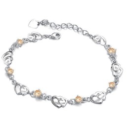 Pulseira De Titânio Com Revestimento Em Platina E Coração Para Mulheres, Fácil De Usar
