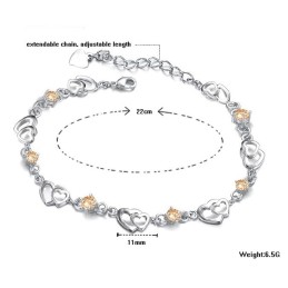 Pulseira De Titânio Com Revestimento Em Platina E Coração Para Mulheres, Fácil De Usar