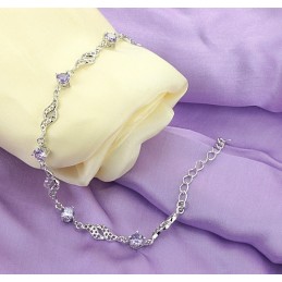 Pulseira Feminina De Titânio Com Revestimento De Platina Vazada E Diamante De Excelente Qualidade