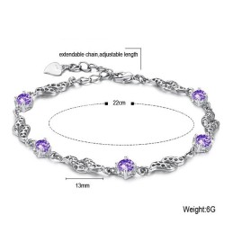 Pulseira Feminina De Titânio Com Revestimento De Platina Vazada E Diamante De Excelente Qualidade
