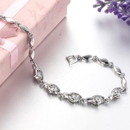 Pulseira Feminina De Titânio Com Revestimento De Platina Fácil De Usar